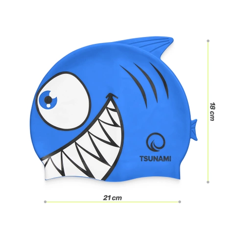 Czepek na basen dla dzieci TSUNAMI SHARK niebieski