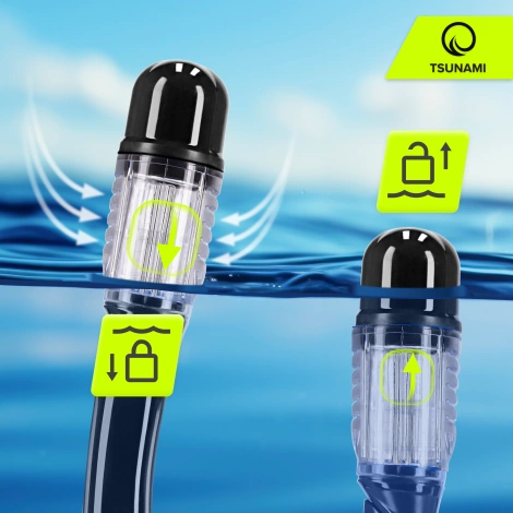 Maska do nurkowania snorkelingu z rurką TSUNAMI czarna