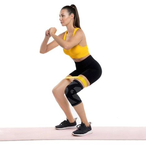 Elastyczna opaska na kolano ze stabilizacją rzepki L szara