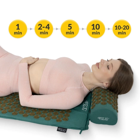 Duża mata do akupresury z poduszką klasyczna XL ciemnozielona