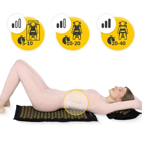 ECO Mata do akupresury z łuskami gryki i kokosem czarno-złota