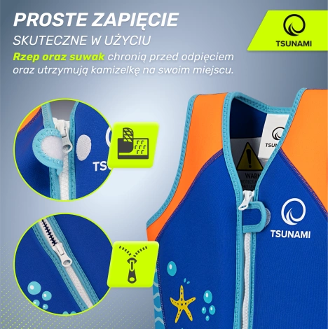Kamizelka do pływania dla dzieci 2-3 lata TSUNAMI niebieska