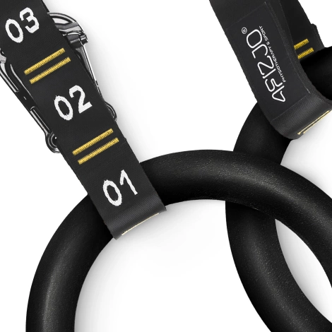 Kółka gimnastyczne do podciągania z ABS czarno-żółte