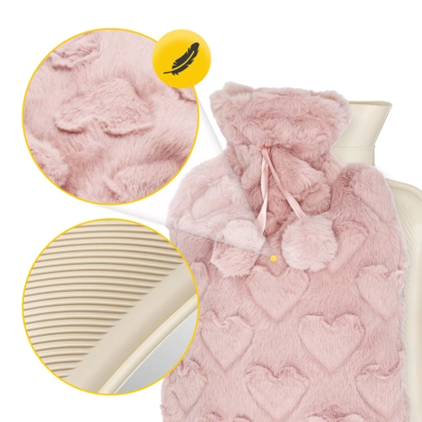 Termofor gumowy w pluszowym pokrowcu SERCA 2 litry