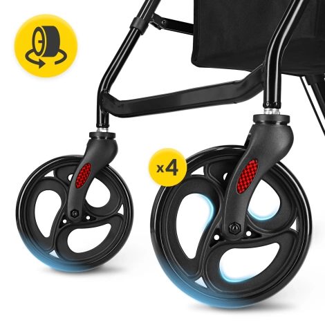 Chodzik czterokołowy z siedziskiem i torbą czarny