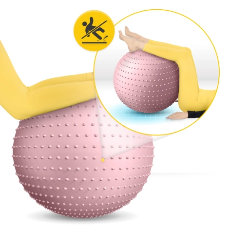 Piłka rehabilitacyjna z kolcami 65 cm różowa