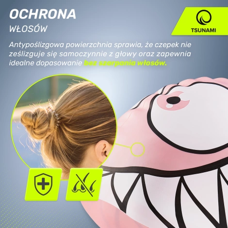 Czepek na basen dla dzieci TSUNAMI SHARK różowy