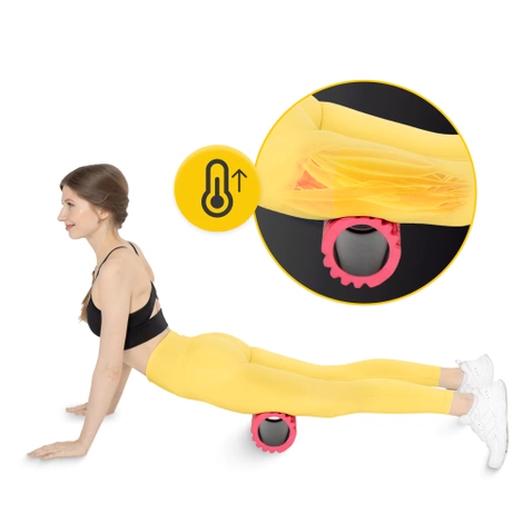 Wałek do masażu z wypustkami EVA 33 cm różowy