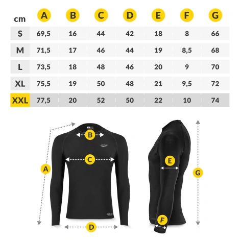 Bielizna termiczna unisex - czarny komplet koszulka + spodnie rozmiar XXL