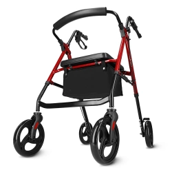 Chodzik czterokołowy  z siedziskiem i torbą czerwony