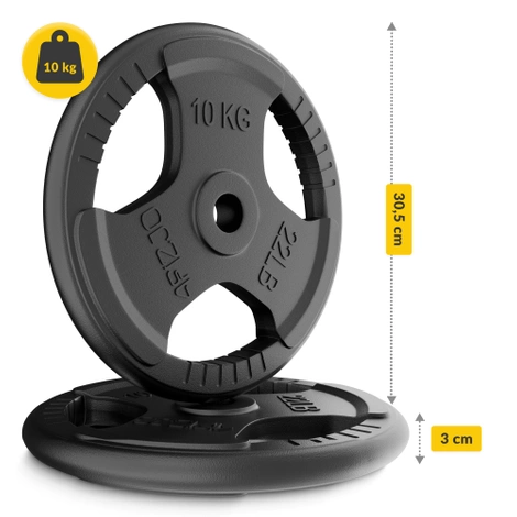 Zestaw kulturystyczny żeliwny 20 kg + gryf lekko łamany 120 cm