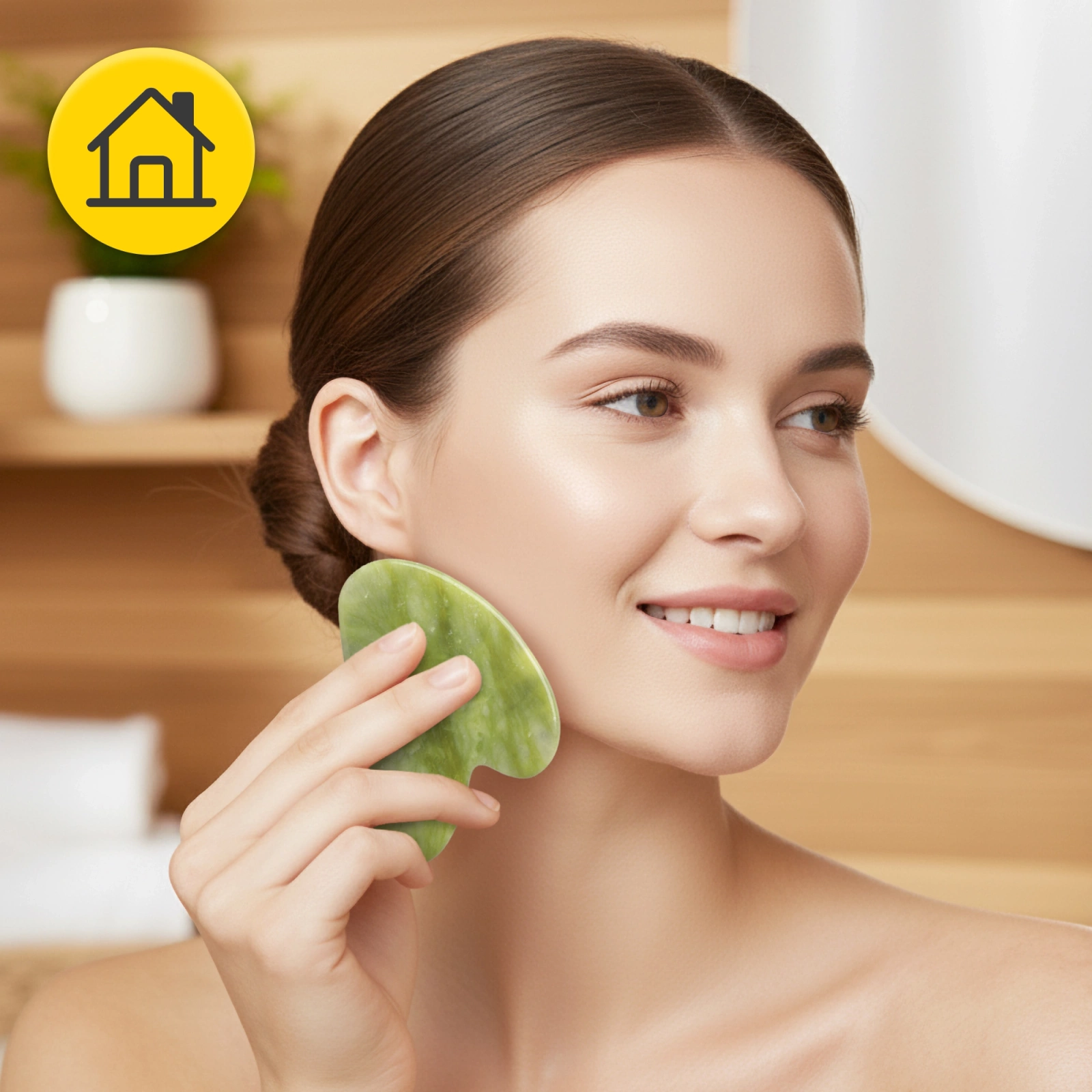 Klasyczny kamień Gua Sha z naturalnego zielonego jadeitu