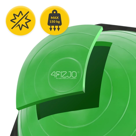 Półpiłka do balansowania równoważna z linkami zielona