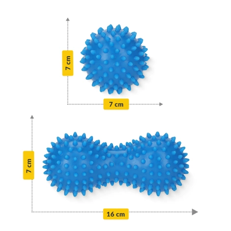 Podwójna piłka sensoryczna do masażu niebieska
