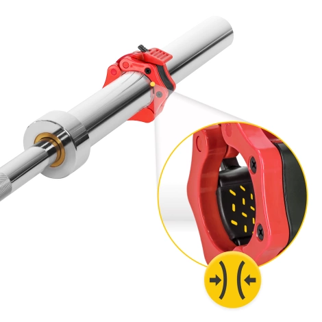 Zaciski na gryf olimpijski szczękowe 50 mm czerwone