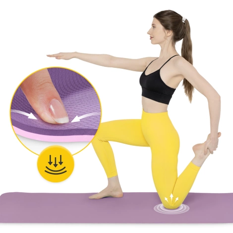 Mata do ćwiczeń i jogi antypoślizgowa TPE 1 cm fioletowa