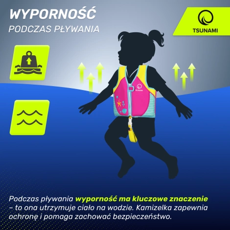 Kamizelka do pływania dla dzieci 2-3 lata TSUNAMI różowa