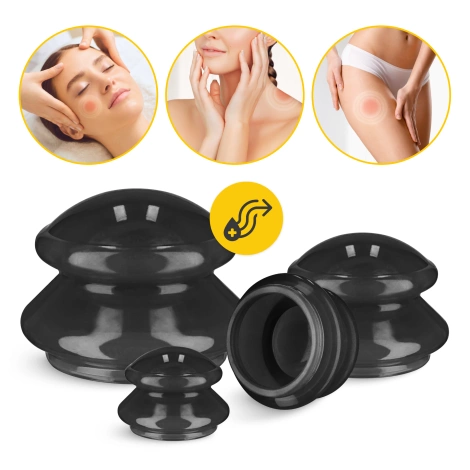 Silikonowe bańki chińskie 4 szt. MED+ czarne