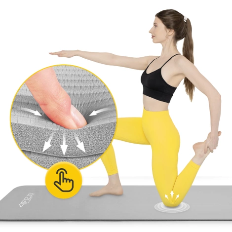 Mata do ćwiczeń fitness i jogi NBR 180 × 60 × 1,5 cm szara