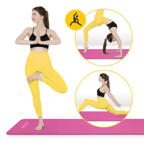Mata do ćwiczeń fitness i jogi NBR 180 × 60 × 1,5 cm różowa