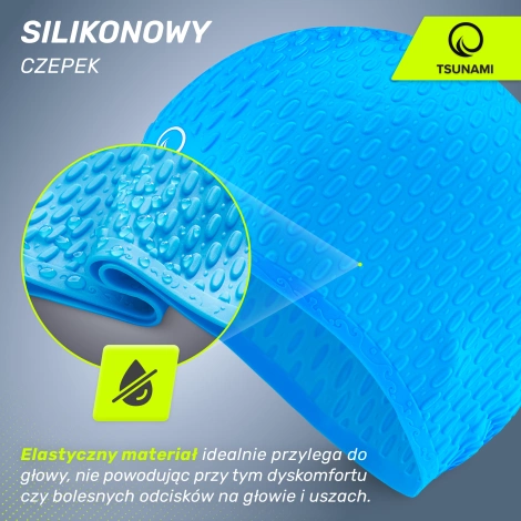 Czepek na basen damski TSUNAMI TEXTURE niebieski