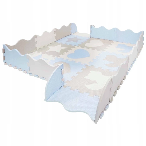 Mata edukacyjna dla dzieci puzzle 120 x 120 cm błękitna