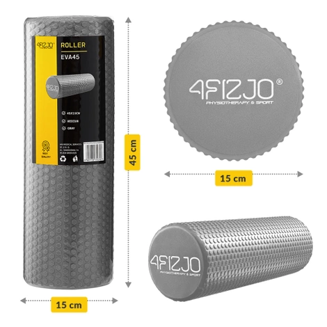 Wałek do masażu z wypustkami CARE+ 45 cm szary