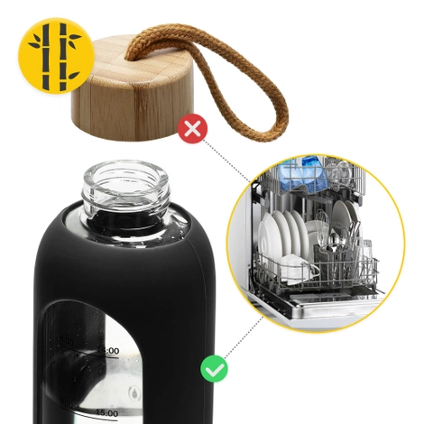 Butelka szklana na wodę 750 ml czarna