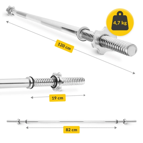 Gryf prosty z zaciskami 120 cm - 4,7 kg