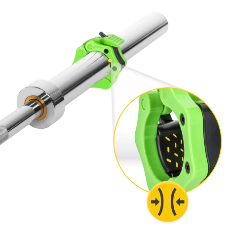 Zaciski na gryf olimpijski szczękowe 50 mm zielone