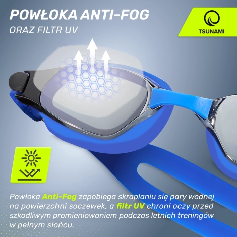 Okulary do pływania TSUNAMI niebieskie