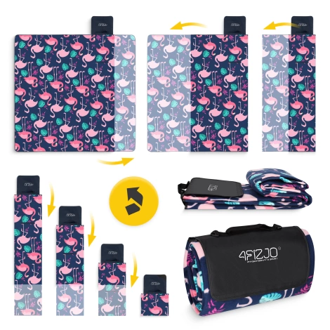 Koc piknikowy plażowy z izolacją 200 x 200 cm flamingi