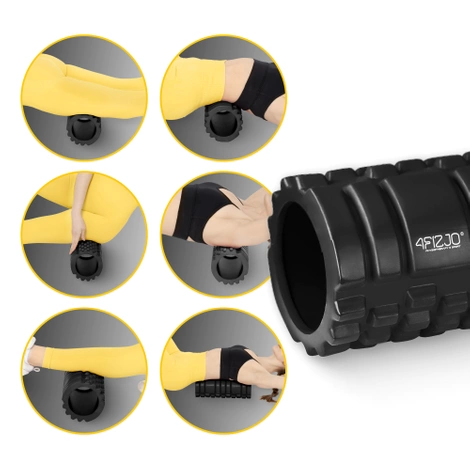 Wałek do masażu z wypustkami EVA 33 cm czarny