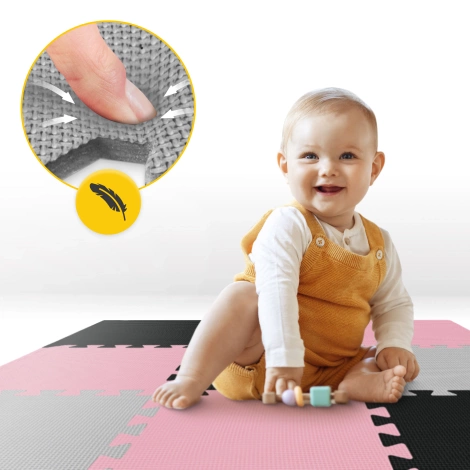 Mata edukacyjna dla dzieci puzzle 90 x 90 cm różowa