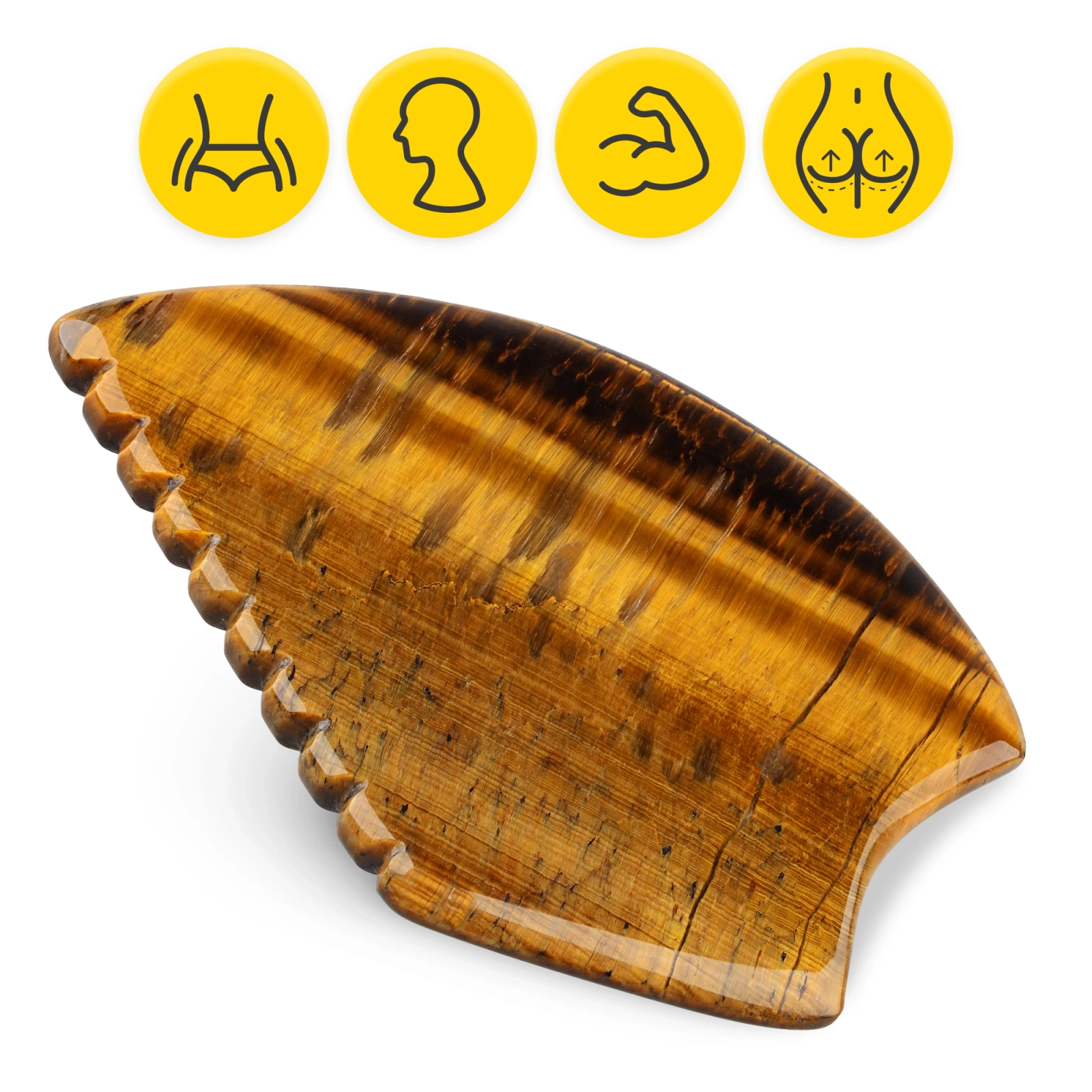 Karbowany kamień Gua Sha z naturalnego kwarcu Tygrysie Oko 