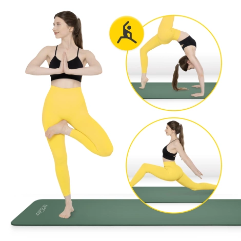 Mata do ćwiczeń fitness i jogi NBR 180 × 60 × 1 cm szałwiowa zieleń