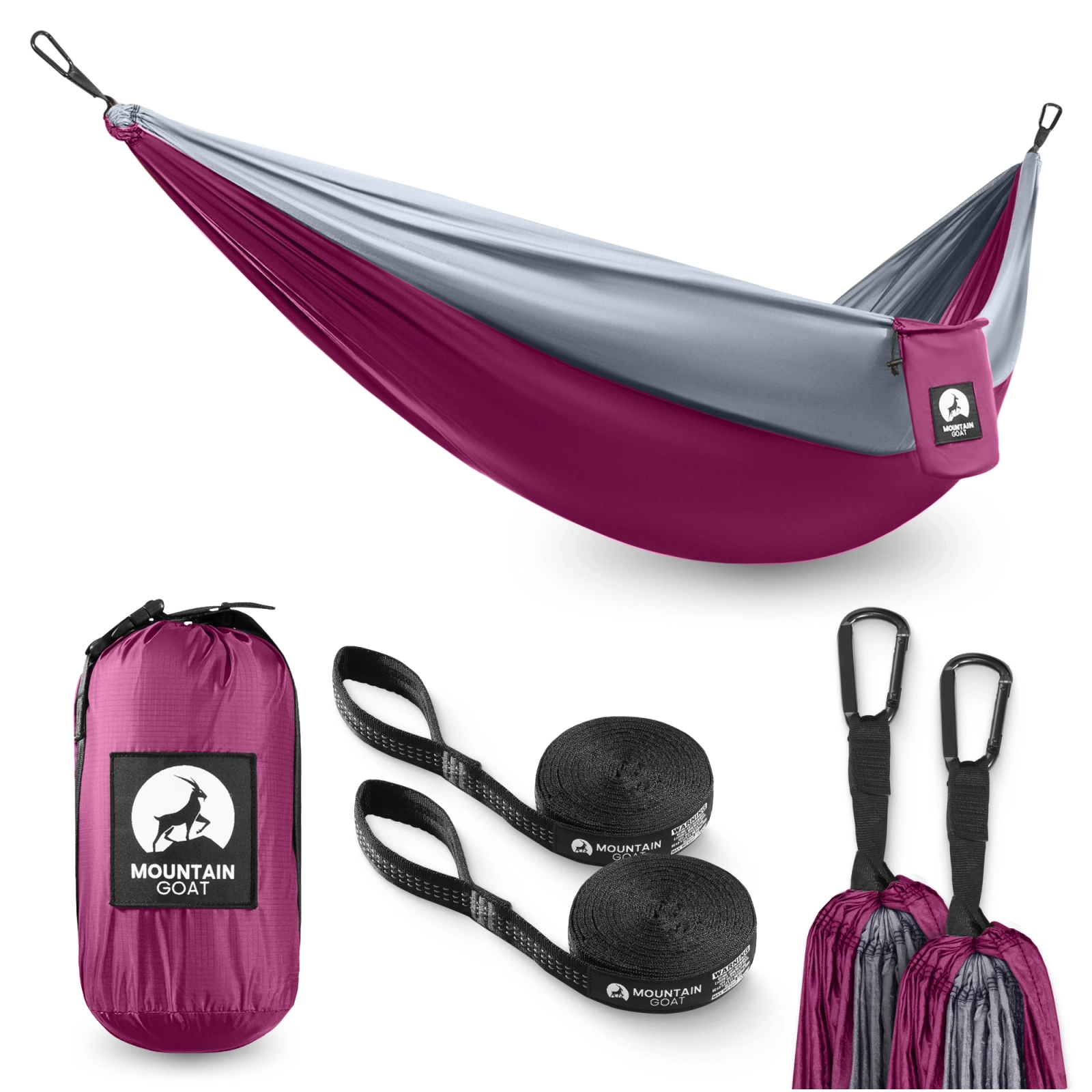Hamak turystyczny jednoosobowy Mountain Goat szaro-różowy