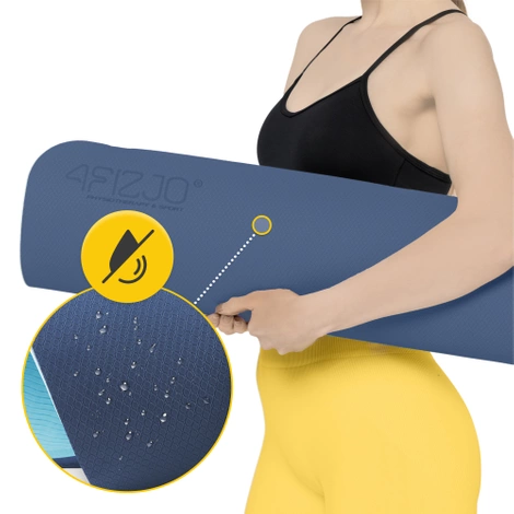 Mata do ćwiczeń i jogi antypoślizgowa TPE 0,6 cm granatowa