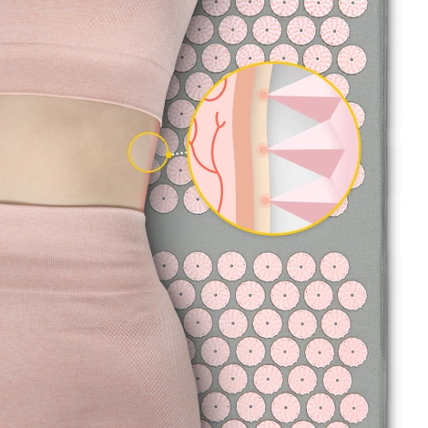 Duża mata do akupresury z poduszką klasyczna XL różowa