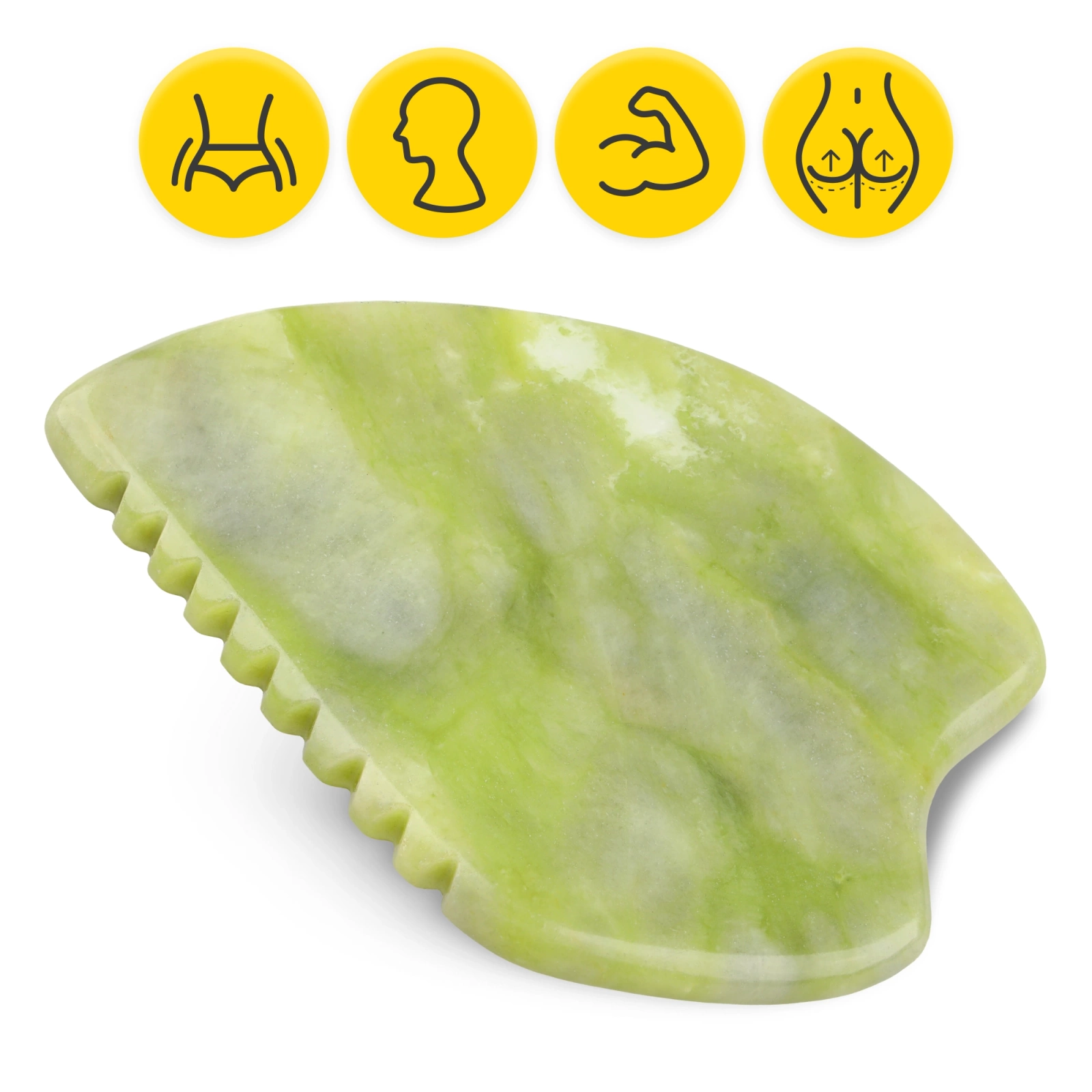 Karbowany kamień Gua Sha z naturalnego zielonego jadeitu