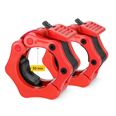 Zaciski na gryf olimpijski szczękowe 50 mm czerwone