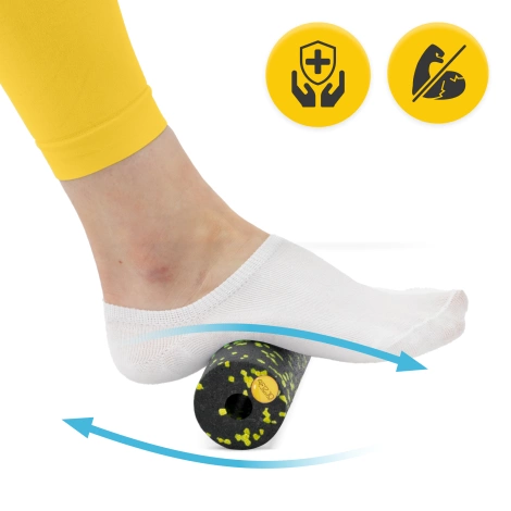 Wałek i piłki do rollowania i masażu EPP zestaw 6 szt. żółty