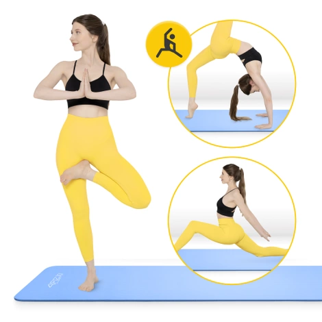 Mata do ćwiczeń fitness i jogi NBR 180 × 60 × 1,5 cm niebieska