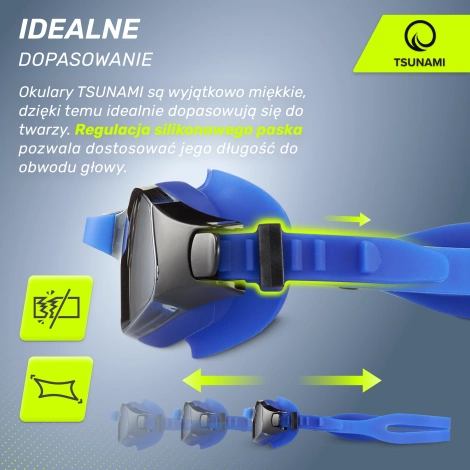 Okulary do pływania TSUNAMI niebieskie