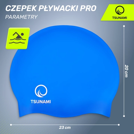 Czepek na basen unisex TSUNAMI PRO niebieski