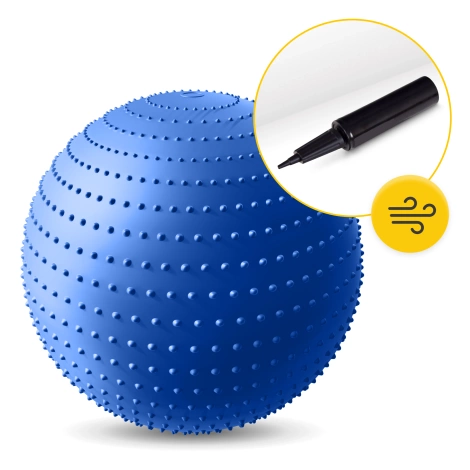 Piłka rehabilitacyjna z kolcami 65 cm niebieska