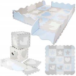 Mata edukacyjna dla dzieci puzzle 120 x 120 cm błękitna