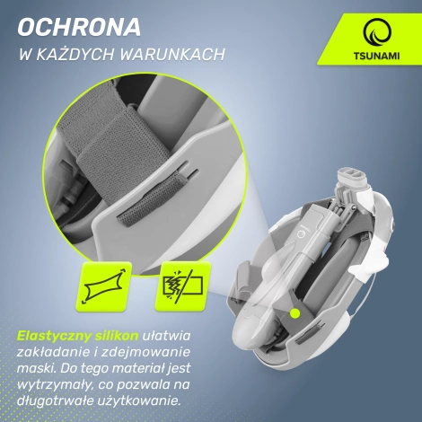 Maska do nurkowania dla dzieci TSUNAMI SHARK szara