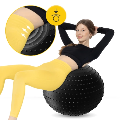 Piłka rehabilitacyjna z kolcami 65 cm czarna