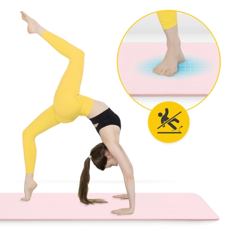 Mata do ćwiczeń fitness i jogi NBR 180 × 60 × 1 cm jasnoróżowa